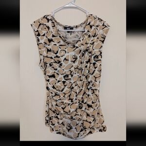 DKNY Sleeveless Draped Blouse Abstract Print Size Medium
